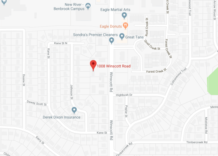 Google Map showing the location of DocInfusion at: 1008 Winscott Rd Suite B Fort Worth TX, 76126
